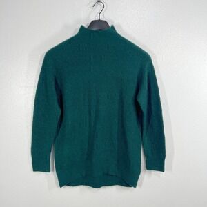 EXPRESS Mock Neck Ribbed Knit Sweater Green Long‎ Sleeve Pullover XS Oversize